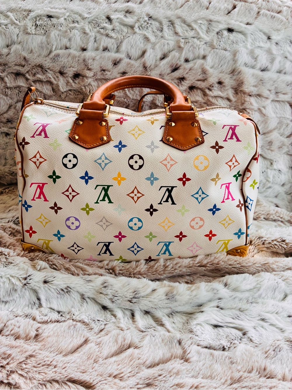Louis Vuitton Speedy 30 Murakami Multicolor on White S Lock VGUC - Picture 4 of 17